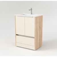  Дабер Тумба под умывальник 017 60 Т17.6.0.18Б (бежевый/дуб бардолино/ручка белая) - Превью изображения №2 — Интернет-магазин Time-Shop