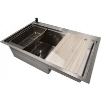 Кухонная мойка Stellar S6550NB-TU-L (нано черный, с доской) - Превью изображения №3 — Интернет-магазин Time-Shop