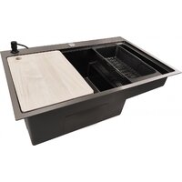 Кухонная мойка Stellar S6550NB-TU-L (нано черный, с доской) - Превью изображения №2 — Интернет-магазин Time-Shop