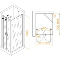 Душевой уголок RGW PA-144B (PA-104B+Z-050-2B+O-204B) 060814468-14 60x80 (черный/прозрачное стекло) - Превью изображения №2 — Интернет-магазин Time-Shop