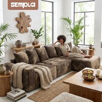 Угловой диван Sempla Монреаль 4 (тиффани коричневый/мора бежевый) - Превью изображения №5 — Интернет-магазин Time-Shop