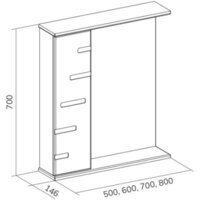  Volna Шкаф с зеркалом Joli 70 L (белый) - Превью изображения №6 — Интернет-магазин Time-Shop