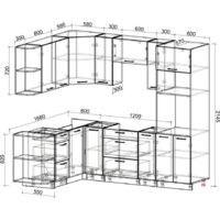 Готовая кухня Интерлиния Мила Лайт 1.68x2.4 левая без столешницы (серебристый/антрацит) - Превью изображения №2 — Интернет-магазин Time-Shop