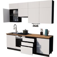 Готовая кухня ВерсоМебель Эко Премиум 2.4 (белый фасадный/ст. дуб вотан) - Превью изображения №2 — Интернет-магазин Time-Shop