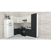 Готовая кухня ВерсоМебель Эко-2 1.2x2.7 левая (дуб крафт белый/антрацит/ст.мрамор итальянский) - Превью изображения №2 — Интернет-магазин Time-Shop