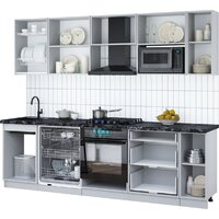 Готовая кухня Интерлиния Мила Gloss 2.6-ПМ2 (серый/белый/опал светлый) - Превью изображения №3 — Интернет-магазин Time-Shop