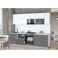 Готовая кухня Интерлиния Мила Gloss 2.6-ПМ2 (серый/белый/опал светлый) - Превью изображения №2 — Интернет-магазин Time-Shop