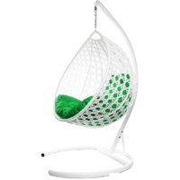 Подвесное кресло M-Group Капля Люкс 11030104 (белый ротанг/зеленая подушка) - Превью изображения №2 — Интернет-магазин Time-Shop