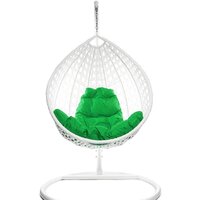 Подвесное кресло M-Group Капля Люкс 11030104 (белый ротанг/зеленая подушка) - Превью изображения №3 — Интернет-магазин Time-Shop