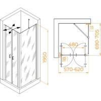 Душевой уголок RGW PA-144B (PA-104B+Z-050-2B+O-204B) 060814467-14 60x70 (черный/прозрачное стекло) - Превью изображения №2 — Интернет-магазин Time-Shop
