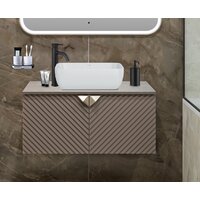  Runo Тумба под умывальник Runo Андорра 85 (подвесная, кашемир серый/дуб какао) - Превью изображения №3 — Интернет-магазин Time-Shop