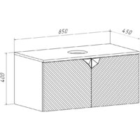  Runo Тумба под умывальник Runo Андорра 85 (подвесная, кашемир серый/дуб какао) - Превью изображения №4 — Интернет-магазин Time-Shop