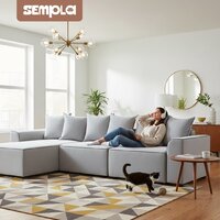 Угловой диван Sempla Монреаль 4 (вертикаль серый/мора серый/велютто темно-серый) - Превью изображения №5 — Интернет-магазин Time-Shop