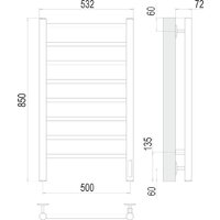 Полотенцесушитель TERMINUS Аврора П8 500х850 (сатин, Quick Touch) - Превью изображения №3 — Интернет-магазин Time-Shop