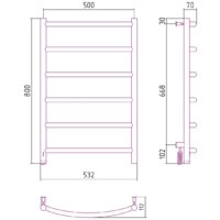Полотенцесушитель Сунержа Галант 4.0 800х500 МЭМ левый 00-0830-8050 - Превью изображения №4 — Интернет-магазин Time-Shop