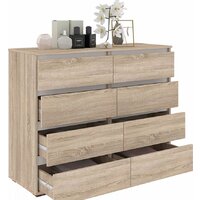 Комод Кортекс-мебель Бари 120 8ш (дуб сонома/дуб сонома/белый) - Превью изображения №2 — Интернет-магазин Time-Shop