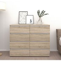 Комод Кортекс-мебель Бари 120 8ш (дуб сонома/дуб сонома/белый) - Превью изображения №3 — Интернет-магазин Time-Shop