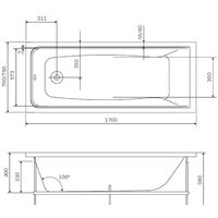 Ванна AM.PM Gem W90A-170-070W-A (с каркасом и экраном) - Превью изображения №7 — Интернет-магазин Time-Shop