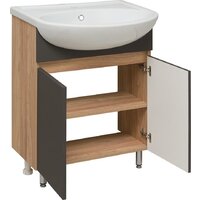  Runo Тумба с умывальником Лада 60 + Уют 60 (напольная, дуб/графит) - Превью изображения №3 — Интернет-магазин Time-Shop