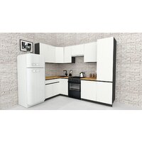 ВерсоМебель Эко-8 1.4x2.7 левая (белый фасадный/ст.золотистый дуб)