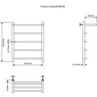 Полотенцесушитель Aquanet Fiona 60x40 281997 (с полкой, правый) - Превью изображения №2 — Интернет-магазин Time-Shop
