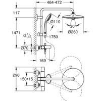 Душевая система  Grohe Euphoria System 260 27475001 - Превью изображения №2 — Интернет-магазин Time-Shop