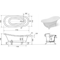 Ванна Эстет Марсель 170x80 - Превью изображения №6 — Интернет-магазин Time-Shop