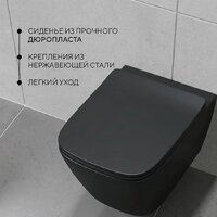 Унитаз подвесной Lauter Magdeburg 21103EC + AM.PM PrimeFit I012709.0151 (черный матовый хром глянцевый, с кнопкой смыва) - Превью изображения №3 — Интернет-магазин Time-Shop