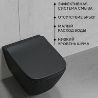Унитаз подвесной Lauter Magdeburg 21103EC + AM.PM PrimeFit I012709.0151 (черный матовый хром глянцевый, с кнопкой смыва) - Превью изображения №6 — Интернет-магазин Time-Shop