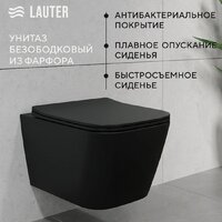 Унитаз подвесной Lauter Magdeburg 21103EC + AM.PM PrimeFit I012709.0151 (черный матовый хром глянцевый, с кнопкой смыва) - Превью изображения №2 — Интернет-магазин Time-Shop