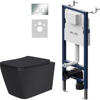 Lauter Magdeburg 21103EC + AM.PM PrimeFit I012709.0151 (черный матовый хром глянцевый, с кнопкой смыва)