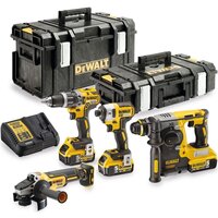 DeWalt DCK422P3 (шуруповерт, винтоверт, перфоратор, болгарка, 3 АКБ, 2 кейка)