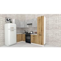 Готовая кухня ВерсоМебель Эко-2 1.2x2.7 левая (бетонный камень/дуб эвок прибрежный/ст.мрамор итальянский) - Превью изображения №2 — Интернет-магазин Time-Shop