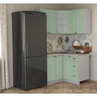 Готовая кухня Интерлиния Мила Деко 1.2x1.2 (мята/травертин серый) - Превью изображения №2 — Интернет-магазин Time-Shop