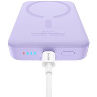 Внешний аккумулятор Baseus Magnetic Mini Air Wireless Fast Charge Power Bank 20W 10000mAh (сиреневый) - Превью изображения №7 — Интернет-магазин Time-Shop