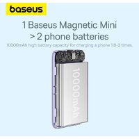 Внешний аккумулятор Baseus Magnetic Mini Air Wireless Fast Charge Power Bank 20W 10000mAh (сиреневый) - Превью изображения №12 — Интернет-магазин Time-Shop