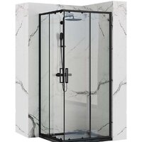 Душевой уголок Rea Punto 80x80 (черный/прозрачное стекло) - Превью изображения №1 — Интернет-магазин Time-Shop