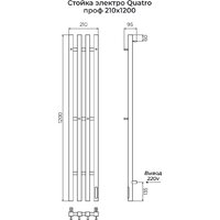 Полотенцесушитель TERMINUS Стойка Quatro Проф 1200 (черный) - Превью изображения №3 — Интернет-магазин Time-Shop