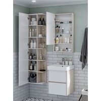  Акватон Шкаф с зеркалом Сканди 45 1A252002SDZ90 (белый/дуб рустикальный) - Превью изображения №4 — Интернет-магазин Time-Shop