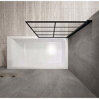 Стеклянная шторка для ванны Rea Lagos-1 Fix 80 (черный/прозрачное стекло) - Превью изображения №3 — Интернет-магазин Time-Shop