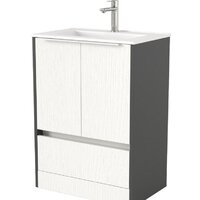 Дабер Тумба под умывальник 017 60 Т17.6.0.20Б (белый древесный/серый/ручка белая)