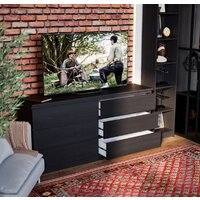 Стеллаж Mio Tesoro Варма 40 (шпон ясень, черный) - Превью изображения №5 — Интернет-магазин Time-Shop