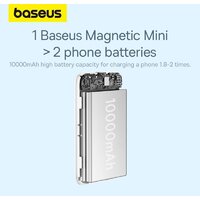 Внешний аккумулятор Baseus Magnetic Mini Air Wireless Fast Charge Power Bank 20W 10000mAh (белый) - Превью изображения №17 — Интернет-магазин Time-Shop
