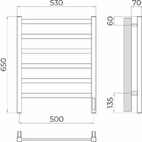 Полотенцесушитель TERMINUS Ното П6 500x650 (хром, Quick Touch) - Превью изображения №3 — Интернет-магазин Time-Shop