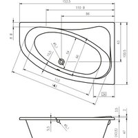 Ванна Riho Lyra 153x100L BA6800500000000 (без ножек) - Превью изображения №2 — Интернет-магазин Time-Shop