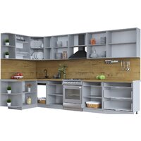 Готовая кухня Интерлиния Тренд 1.5x3.5 левая (белый/белый/кастилло темный) - Превью изображения №3 — Интернет-магазин Time-Shop