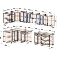 Готовая кухня Интерлиния Тренд 1.5x3.5 левая (белый/белый/кастилло темный) - Превью изображения №5 — Интернет-магазин Time-Shop