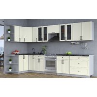 Готовая кухня Интерлиния Тренд 1.5x3.5 левая (белый/белый/кастилло темный) - Превью изображения №2 — Интернет-магазин Time-Shop