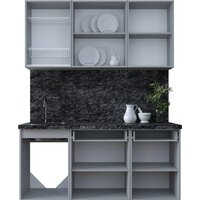 Готовая кухня Интерлиния Тренд 1.6А (луна/луна/бискайская сосна) - Превью изображения №2 — Интернет-магазин Time-Shop