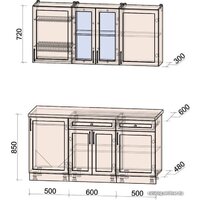 Готовая кухня Интерлиния Тренд 1.6А (луна/луна/бискайская сосна) - Превью изображения №3 — Интернет-магазин Time-Shop